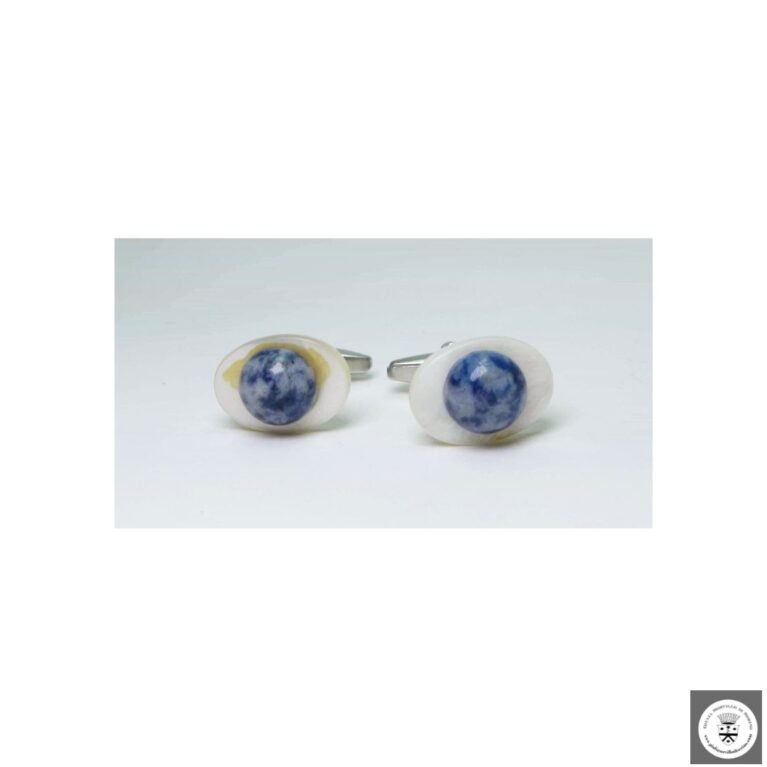 Gemelli con madreperla ovale e sodalite cabochon