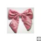 Fermaglio alla francese con grande fiocco di velluto rosa e stelle di madreperla