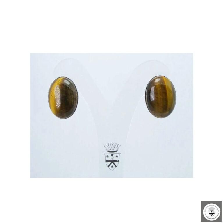 Orecchini con occhio di tigre ovale cabochon