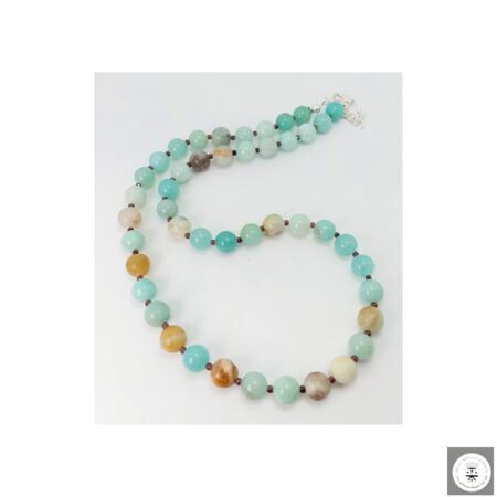 Collana con amazzonite e rhodolite granato