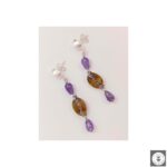 Orecchini in argento con maglia marinara in pietra e ametista