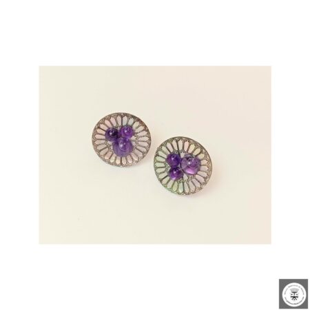 Orecchini "Salisburgo" con madreperla Tahiti e gocce di ametista cabochon