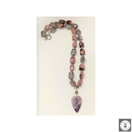 Collana con rhodonite, labradorite e ametista
