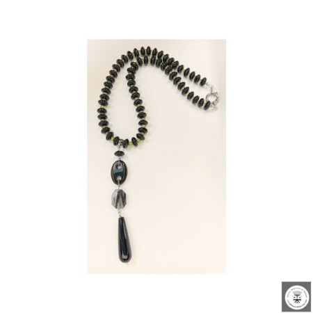 Collana con onice, peridoto e quarzo rutilato