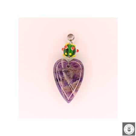 Ciondolo con cuore in pietra dura e murrina veneziana