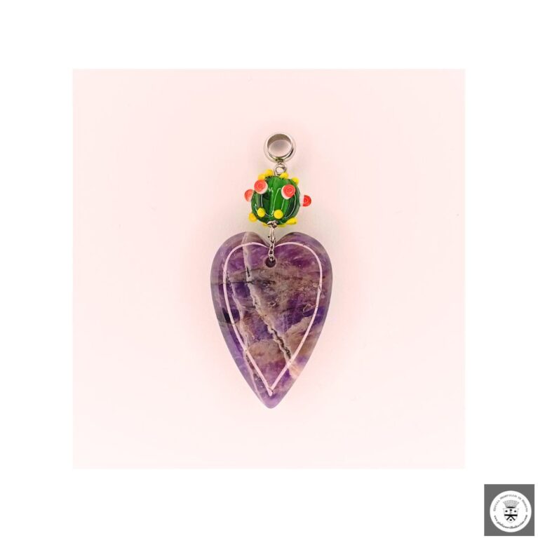 Ciondolo con cuore in pietra dura e murrina veneziana