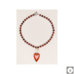 Collana con occhio di bufalo, rhodocrosite, diaspro rosso e perla barocca