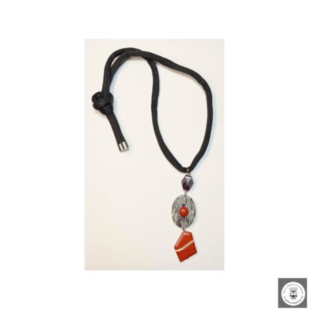 Collana con diaspro rosso e grigio e ametiste
